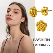 Load image into Gallery viewer, \Rose Flower Stud Earring Stainless Steel Gold Color Petal Earrings Trendy Women Great Gift Idea