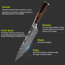 Load image into Gallery viewer, Japanese Kitchen Knife Set Laser Damascus Pattern Stainless Steel Sharp Cleaver Slicing Utility Knives Kitchen Tools