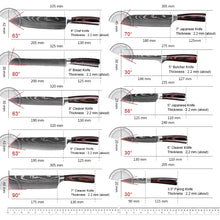 Load image into Gallery viewer, Japanese Kitchen Knife Set Laser Damascus Pattern Stainless Steel Sharp Cleaver Slicing Utility Knives Kitchen Tools
