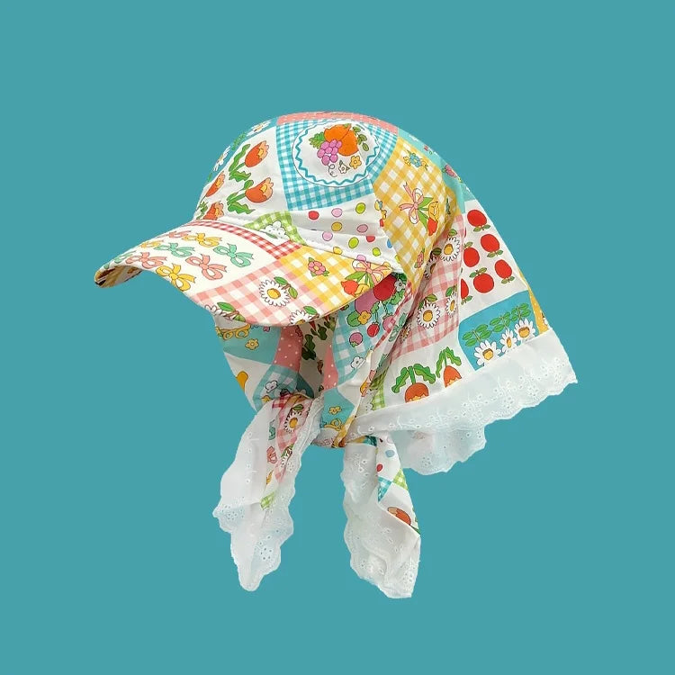 Women's Hats Spring Seaside Vacations French Sweet Cute Girls Outdoor Headscarves With Straps Baseball Caps Funny Fashion Hats