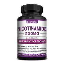 Load image into Gallery viewer, Fearathe Niacinamide Capsules 500MG, Promote Cell Health and Repair, Metabolism, Skin Health, Vegan Capsules, Non-GMO