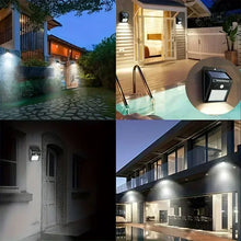 Load image into Gallery viewer, IP45 Waterproof Solar Outdoor Lights - Set of 4 motion sensor security lights with 3 lighting modes for garden fences, garages.