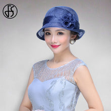 Load image into Gallery viewer, FS Wedding Top Hats For Women Elegant Church Sun Protection Cap Ladies Purple Breathable Sunshade Formal Occasion Millinery