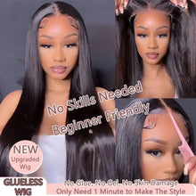 Load image into Gallery viewer, YKB 30 Inch Bone Straight Glueless Wigs Human Hair 5x5 6x6 HD Lace Closure Wig Preplucked Ready To Wear Peruvian Raw 200 Density