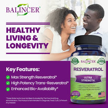 Load image into Gallery viewer, Balincer Resveratrol Capsules Support Cardiovascular Health, Antioxidants, Improve Immunity, and Promote Smooth Skin
