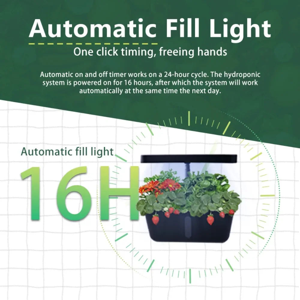 Plant Hydroponic Machine with Lifting Rod Planting Vegetables Intelligent Flowerpot Household LED Lights Hydroponic System