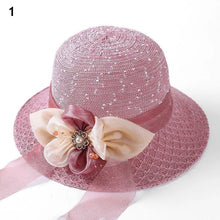 Load image into Gallery viewer, Women Straw Hats Sun Hats Straw Hat Ladies Panama Cap Sun Protection Wide Brim Ribbon Bowknot Girls Outdoor Summer Beach Sun Hat