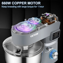 Load image into Gallery viewer, VEVOR Stand Mixer 660W Electric Dough Mixer with 6 Speeds LCD Screen Timing 5.8 Qt Stainless Steel Bowl Dough Hook Flat Beater