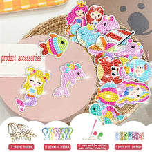 Load image into Gallery viewer, 2026 NEW 15 Piece Diamond Painting Handicraft Set For children's Handmade DIY Mermaid Animal Keychain As A Gift For children's