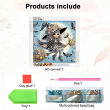 Load image into Gallery viewer, 1 set of Halloween witch themed diamond painting set, DIY 5D color irregular crystal diamond partially inlaid painting design