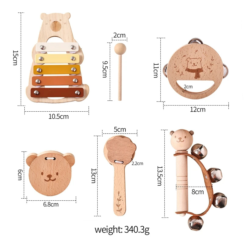 Wooden Baby Montessori Toys Musical Rattle Instruments Xylophone Percussion Sensory Rattle Toys Educational for Baby Toys Gifts