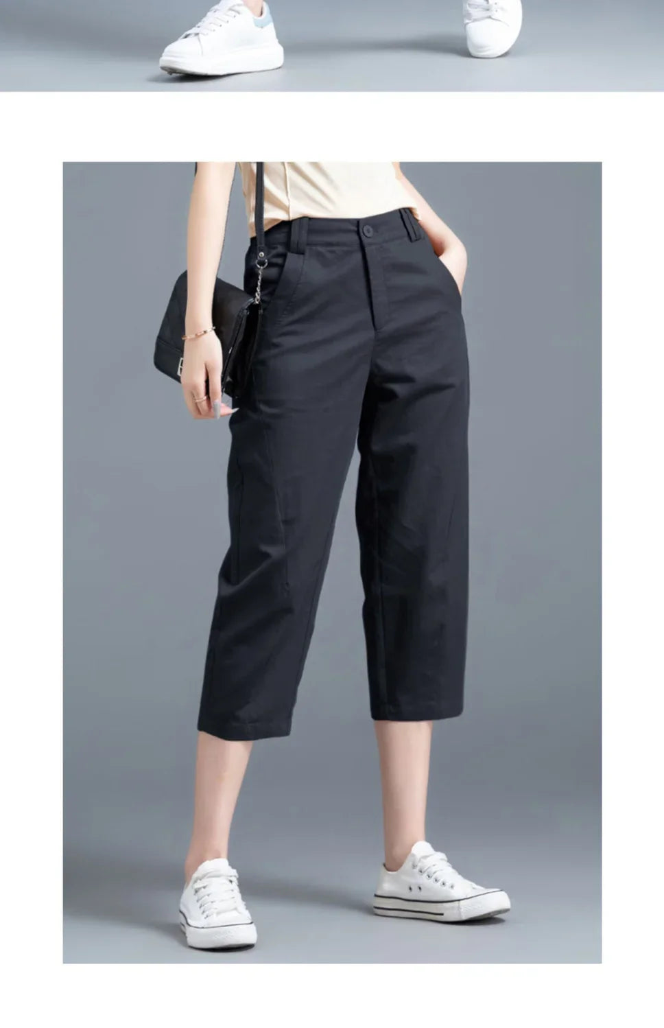 Women Clothing New Summer Simple Casual Cotton Linen Haren Capri Pants Female Solid High Waist Loose Cropped Trousers Pantalones