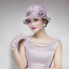 Load image into Gallery viewer, FS Wedding Top Hats For Women Elegant Church Sun Protection Cap Ladies Purple Breathable Sunshade Formal Occasion Millinery