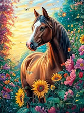Load image into Gallery viewer, 5D DIY Diamond Painting Horse Flower Diamond Mosaic Animal New Collection Decorative Paintings
