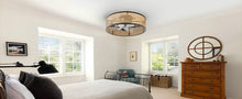 Load image into Gallery viewer, 20" Flush Mount Ceiling Fan with Light & Remote Control, Drum Shade, Bladeless/Quiet Motor/Low Profile, for Kitchen Bedroom