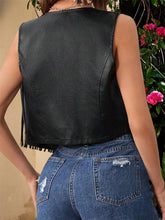 Load image into Gallery viewer, Vintage Fringe Leather Jacket 80s Retro Biker Coat Motorcycle Punk Rock Outerwear Women s Fashion Clothing