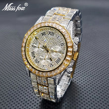 Load image into Gallery viewer, New Luxury Watches For Men High End Steel Bracelet Square Crystal Quartz Watch Hip Hop Chronograph Waterproof Man Clock Hot Sale