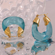 Load image into Gallery viewer, E.B.belle New Favourite Color! Summer Vocation Chunky Acrylic Resin Hoop Earrings For Woman Stainless Steel Waterproof Jewelry