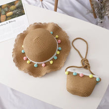 Load image into Gallery viewer, Kids Girls Summer Fashion Children Sunscreen Sun Hat Straw Hat Bag For Girls Cool Hat Girl Cute Breathable Baby