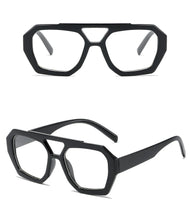 Load image into Gallery viewer, Vintage Square Sunglasses for Women Men Thick Frame Double Bridges Eyewear Female Fashion Chic Polygon Sun Glasses Leopard Blue