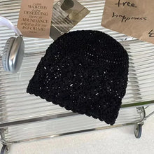 Load image into Gallery viewer, Women's Retro Literary Knitted Hat Spring and Autumn Thin Hollow Woolen Hat Handmade Woven Hat Fashion Hats for Women Lady Cap