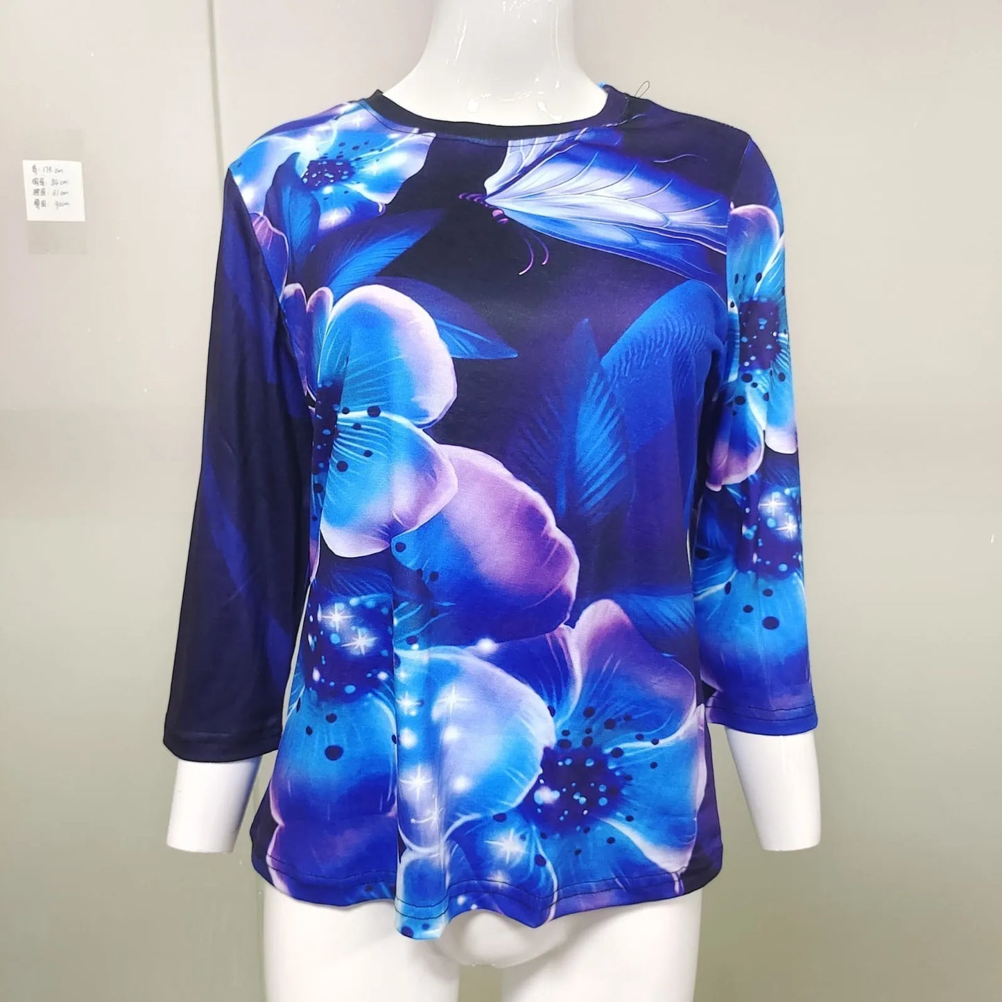 Women's Clothing T-shirt Fashion Casual Round Neck 3/4 Sleeve Loose Printed T-shirt Ladies Top Louse Beautiful Girls T-shirt