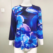 Load image into Gallery viewer, Women's Clothing T-shirt Fashion Casual Round Neck 3/4 Sleeve Loose Printed T-shirt Ladies Top Louse Beautiful Girls T-shirt