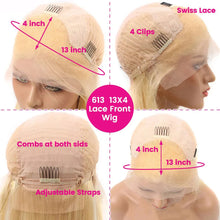 Load image into Gallery viewer, Bob 613 Blonde Short Straight Full Frontal Lace Human Hair Wigs 12 inch 13x4 13x6 HD Lace Front Hair Wigs for Black Women