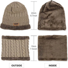 Load image into Gallery viewer, 5-14 Years Kids Warm Knitted Hat Scarf Set Children Autumn Winter Hat Soft Knitted Cap Bonnet Infant Kids Hat For Boys Girls