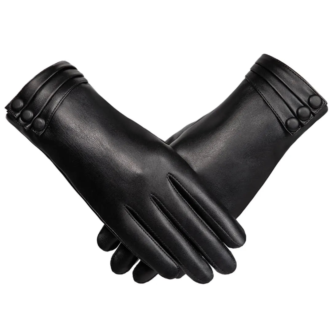 Women's Gloves Winter Outdoor Fashion Comfortable Warm Glove Plush Touch Screen Driving PU Leather Gloves