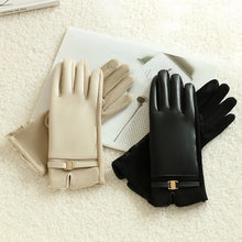 Load image into Gallery viewer, 1 Pair of Gloves for Women in Winter Fleece-Lined to Heattech and Touch Screen Pu Elegant and Exquisite Cycling and Driving Gloves