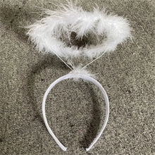 Load image into Gallery viewer, Angel Halo Headband Black White Feather Angel Headband Christmas Festival Party Favor Angel Outfit Cosplay Costume Accessories