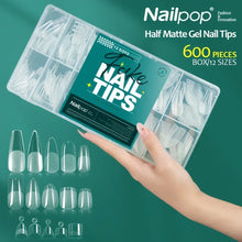 Load image into Gallery viewer, NAILPOP Soft Gel Nail Tips 600PCS Pre-Buff Full Cover Coffin Almond Oval Shaped Nail Extenison Tips Half Matte Gel X Fake Nails