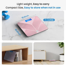 Load image into Gallery viewer, Pink Digital Bathroom Scale for Body Weight, Smart Scale with LCD display, temperature display High Strength Tempered Glass