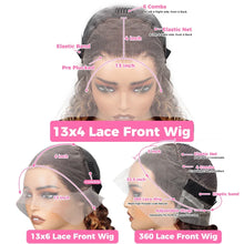 Load image into Gallery viewer, 13x6 Highlight Body Wave Lace Front Wig Human Hair 13x6 HD Transparent Lace Frontal Wig Remy For Black Women 180% Density