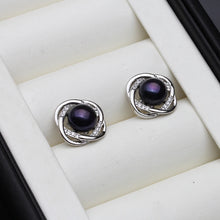 Load image into Gallery viewer, Wedding Natural Freshwater Stud Earrings With Pearls For Women,Silver 925 Pearl Earrings Wife Girls Birthday Gift White Black