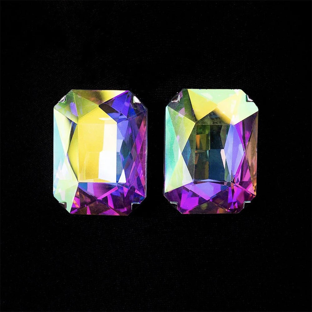 2024 New Fashion Square Crystal AB Color Necklace Set for Women Shiny Red Rhinestone Stud Earrings Bridal Wedding Jewelry Set