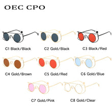 Load image into Gallery viewer, OEC CPO New Vintage Round Sunglasses Men Small Frame Alloy Sun Glasses Female UV400 Driving Shades Steampunk Goggles Eyewear