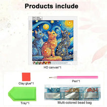 Load image into Gallery viewer, 1 set of animal themed cat diamond painting set, DIY 5D color irregular crystal diamond partially inlaid painting design