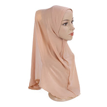 Load image into Gallery viewer, H120 Teenage girls plain hijab hats muslim scarf islamic headscarf hat amira pull on headwrap beautiful 10 years girl scarf