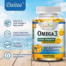 Load image into Gallery viewer, Omega-3 Fish Oil Rich in DHA and EPA for Joint, Brain and Skin Health, Overall Health and Immune Support
