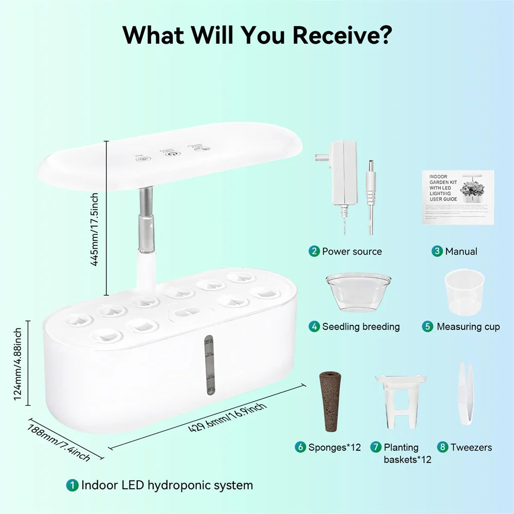 Plant Hydroponics System Growing Indoor Garden LED Light Smart Planting Machine Self Watering Indoor Home Gardening Planter