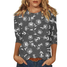 Load image into Gallery viewer, Female Clothing Delicate Fashion Shirts Floral Round Neck 3/4 Sleeves Printed Summer Women Pullover Daily Wear Vetement Femme