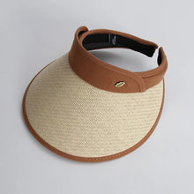 Load image into Gallery viewer, Hats for women Summer hat sun hat empty top Korean version headband black glue straw cap beach caps sunscreen panama UTHAI S87