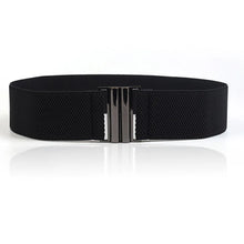Load image into Gallery viewer, Women Elastic Band Wide Belts Simple Down Coat Waist Belt Female Buckle Black Strap Dress Decoration Accessories