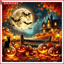Load image into Gallery viewer, Halloween Party Diamond Painting New Arrivals Pumpkin Black Cat Diamond Mosaic Moon Set Craft Kit