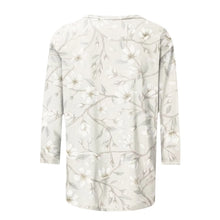 Load image into Gallery viewer, Female Clothing Delicate Fashion Shirts Floral Round Neck 3/4 Sleeves Printed Summer Women Pullover Daily Wear Vetement Femme