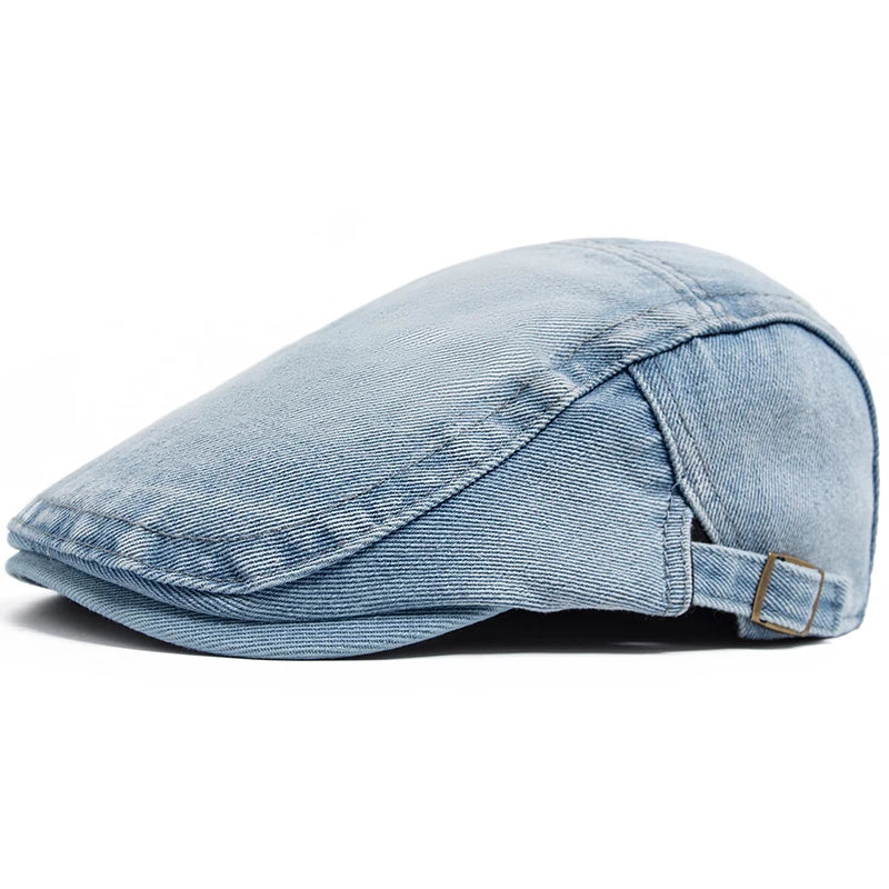New Denim Cotton Beret Men Vintage Newsboy Cap Spring Autumn Casual Women Visor Fashion Cool Flat Hat Adjustable Berets