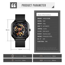 Load image into Gallery viewer, SKMEI Mechanical Watch Men Automatic Watch Quartz Waterproof Hollow Art Strainless Steel Strap montre homme Fashion Clock 9184
