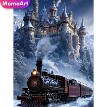 Load image into Gallery viewer, Diamond Painting Train Landscape Suitable for Beginners DIY Diamond Mosaic House Castle Embroidery Handmade Gift